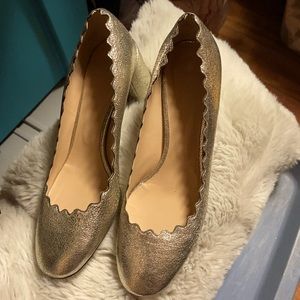 Chloe metallic scallop heels